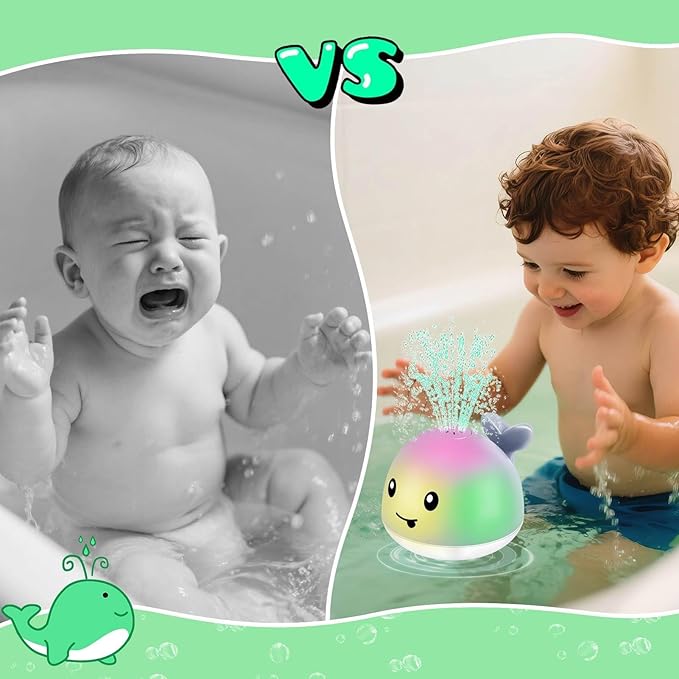 Bath Toys for Kids Ages 1-3 - Toddler Christmas Stocking Stuffers, 1 2 3 Year Old Boys Girls Gifts Whale Bath Toy Sprinkler, Light Up Baby Bath Toys, Bathtub Pool Water Infant Toy 6-12-18 Months