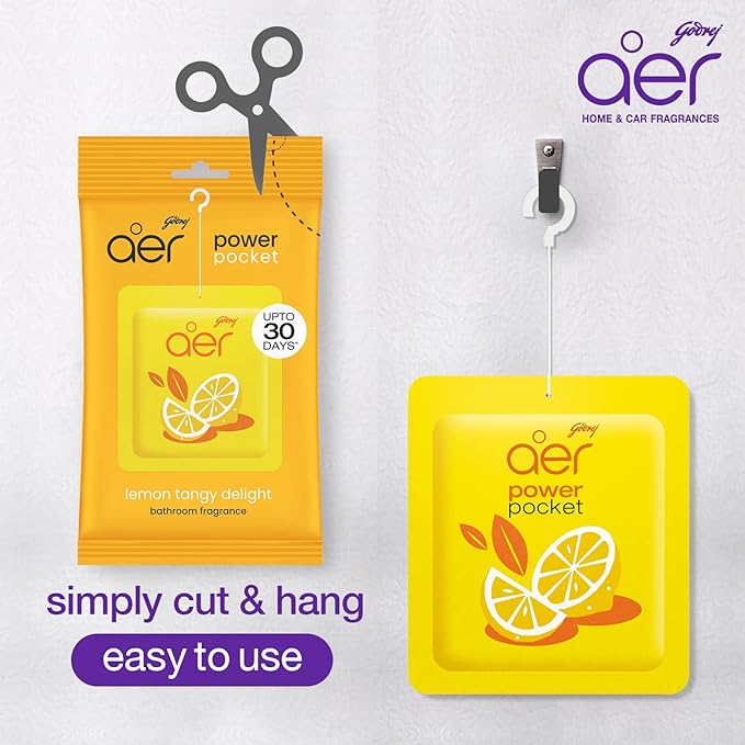 Godrej aer Power Pocket Bathroom Freshener – Assorted Pack of 5 (50g)| Lasts up to 30 days | Germ Protection