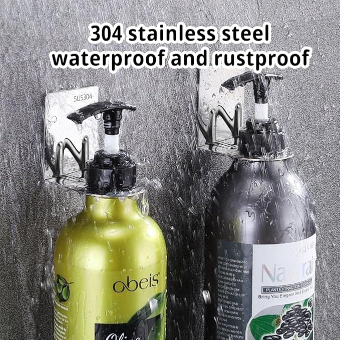 6Pcs Resizable Soap Bottle Dispenser Holder Wall Mount for Shower, Soap Shampoo Lotion Dispenser Wall Mount Bottle Holder for Bathroom Kitchen with Screw Sets (6pcs Silvery)