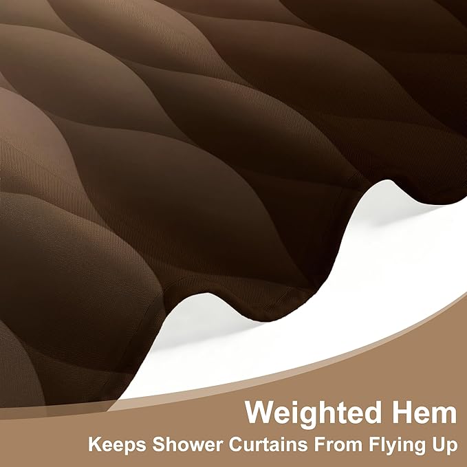 Brown Ombre Shower Curtain, Modern Geometric Shower Curtain Set, Washable Polyester Fabric for Bathroom, Weighted Hem, 72 x 72 inch