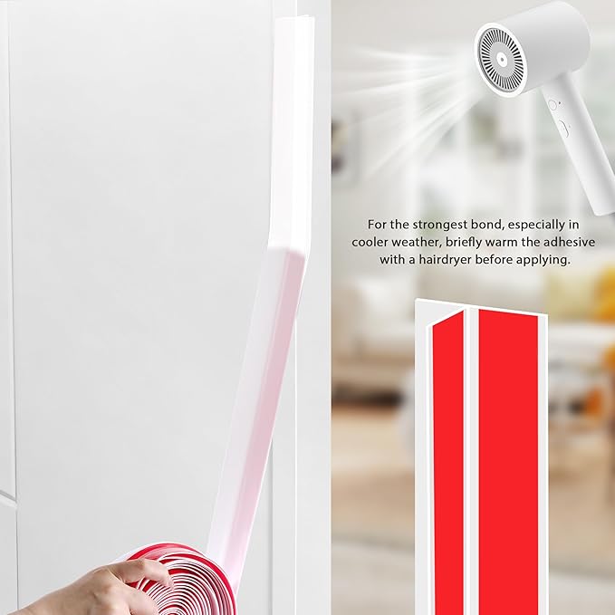 20Ft T-Shaped Door Draft Stopper, Silicone Weather Stripping Seal Tape for Doors and Windows - White, 2" Wide (50mm)