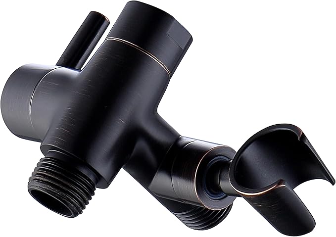 G-Promise Solid Metal Shower Arm Diverter with Holder for Hand Held Showerhead and Fixed Spray Head, G 1/2 3-Way Bathroom Universal Diverter System Replacement Part (Oil Rubbed Bronze)