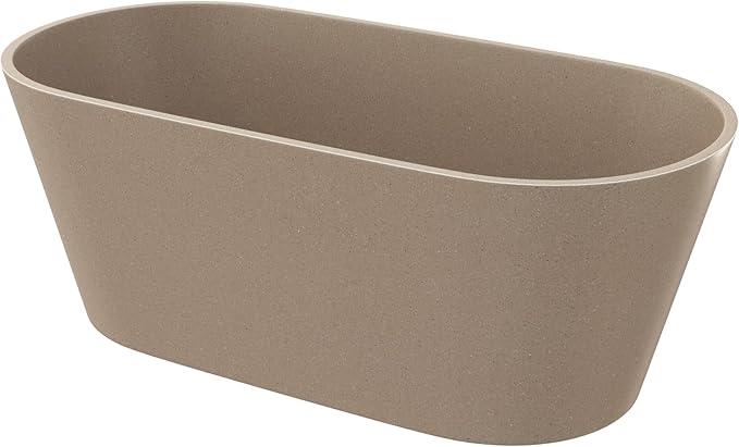 Stone Resin Freestanding Bathtub 59", Terrazzo Bathtub Soaking Tub, Solid Surface Stand Alone Bathtub with Drain & Integrated Slotted Overflow AMFS-MY008
