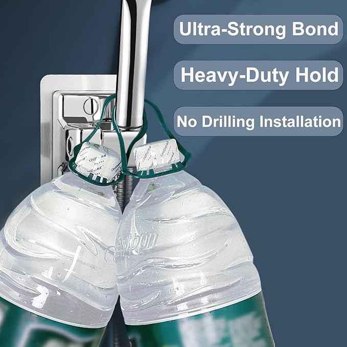360° Adjustable Shower Head Holder, Handheld Shower Head Holder with Strong Adhesive, Waterproof, No Drill Wall Mount with Adhesive Hooks for Bathrooms, Heavy Duty Hooks for Walls