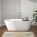 63 Inch Freestanding Bathtub White Acrylic Roll Top Soaking Tub with Chrome Drain Spacious Tub for Modern Homes, YSB9221