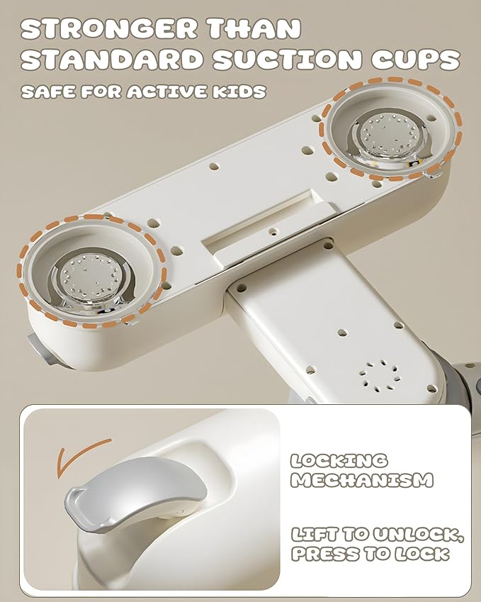 Adjustable Baby Bath Stand with Strong Suction Cups – Foldable Shower Support Seat for Babies 6 Months & Up, No-Drill ABS Plastic with Drain Holes, Safe & Stable Toddler Bath Helper