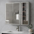 Blossom 25x26 Inch Aluminum Medicine Cabinet with Mirror – Recessed or Surface Wall Mounted Bathroom Storage with Adjustable Glass Shelves, Soft Close Hinges, Rust-Resistant and Modern Mirrored Design