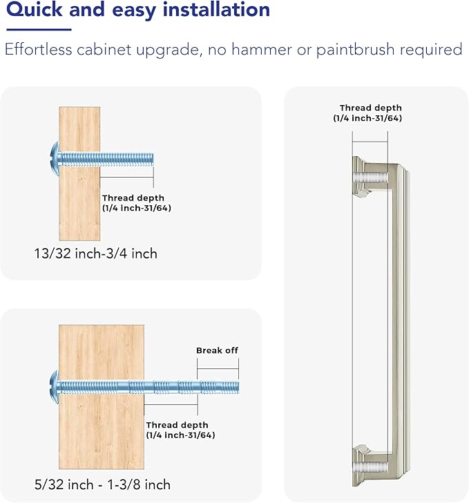 Ravinte Hardware 20 Pack Brushed Nickel Cabinet Pulls, 5 Inch (128mm) Hole Center Zinc Alloy Drawer Handles for Kitchen Cabinets, Cupboards, Dressers, Square Solid Metal Hardware