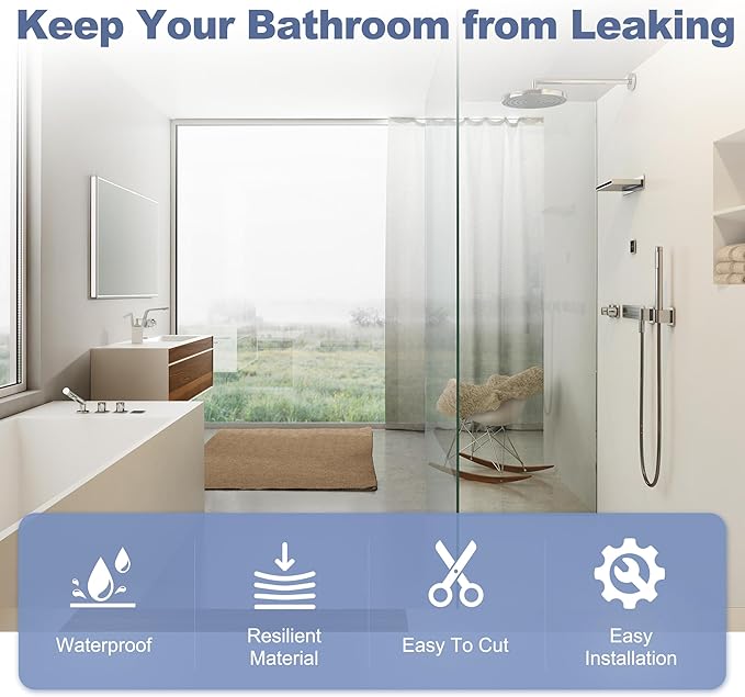 4-Pack Frameless Shower Door Bottom Seal for 1/4 Inch Thick Glass Doors – Stop Shower Leaks and Create a Water Barrier (1/4” x 39”)