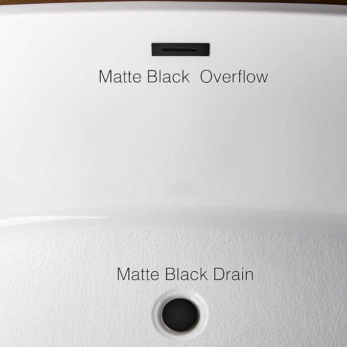 WOODBRIDGE 71" Acrylic Freestanding Bathtub Contemporary Soaking Black Tub with Matte Black Overflow and Drain,Black,B1817-MB