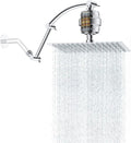 Hibbent All Metal Rain Filtered Shower Head, 12'' High Pressure Rainfall Showerhead with 16" Shower Head Extension Arm, 20 Stage Shower Filter, Solid Brass Adjustable Shower Arm Extender, Chrome