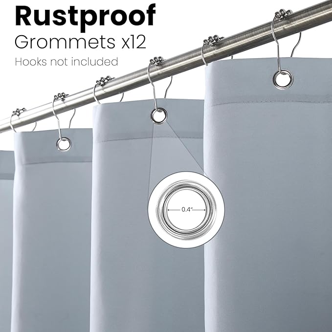 Grey Shower Curtain, Gray Ombre Microfiber Fabric Shower Curtains for Bathroom, Modern Waterproof Bathroom Curtains, 72" W x 72" H