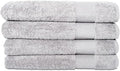 Hencely Premium Bath Towel Set of 4-28x58 Inches - High Absorbency, Quick Drying - 100% Soft Turkish Cotton Towels - Ideal for Home, Bathroom, Hotel, Spa, and Gym - Silver