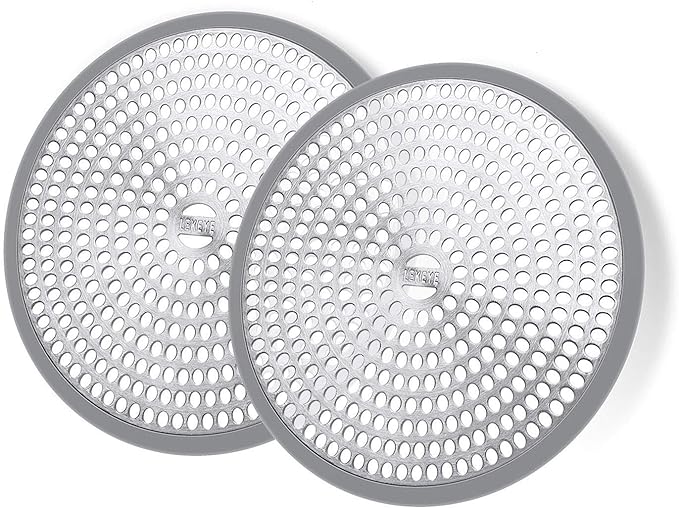 LEKEYE Shower Hair Catcher Drain Protector Strainer-Steel & Silicone 2 Pack