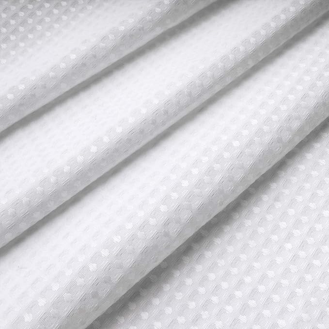 River Dream Stall Heavyweight No Hooks Required Dotted Waffle Weave Shower Curtain with Snap in Liner - 36W x 74H,Hotel Grade,Spa Like Bath Curtain,White