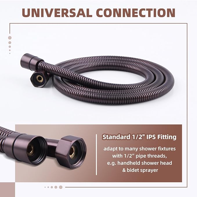 Angle Simple Shower Head Hose Lighter Oil Rubbed Bronze, Stainless Steel Flexible Shower Sprayer Hose Replacement, 59 Inches