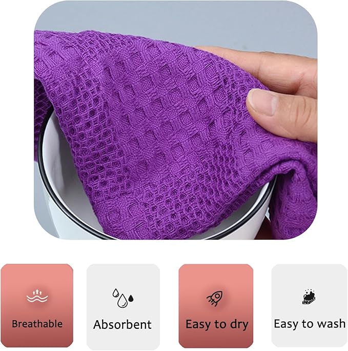 Waffle Weave Cotton Washing Cloth Ultra Soft and Absorbent Washcloths for Bathroom Kitchen and Gym Natural Cotton (1, Red)