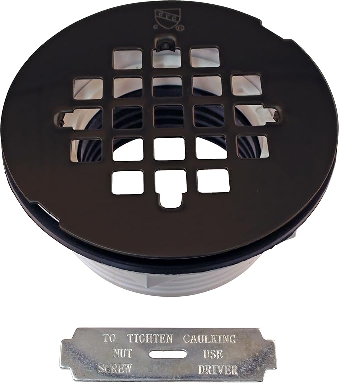 Westbrass SP6036WP-12 60" x 36" 3-Wall Shower Pan with Plastic Center Drain and 4-1/4" Cross Grid Brass Drain Cover, Oil Rubbed Bronze