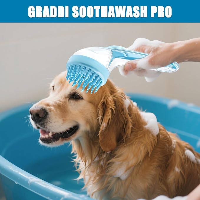 Dog Bath Brush – Cat Grooming Scrubber With Soap Dispenser, Gentle Massage Cleaning Tool | Ideal For Puppies Kittens Pets, Home Bathing, Swimming Pool, Beach, Travel And Professional Groomers