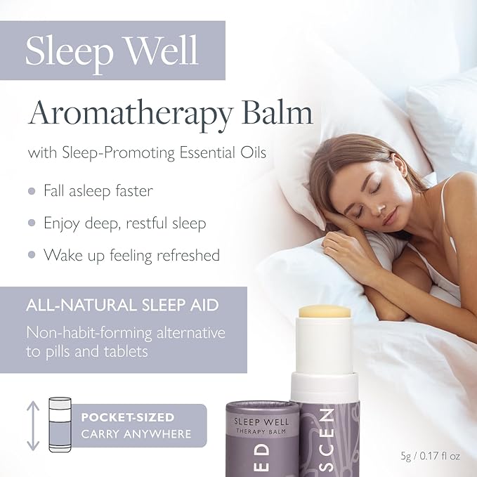Scentered Aromatherapy Balm Stick - Sleep Well Lavender Essential Oil Roll On to Help Sleep - Natural Sleep Aid with Palmarosa & Ylang Ylang - Self-Care Stocking Stuffers for Women