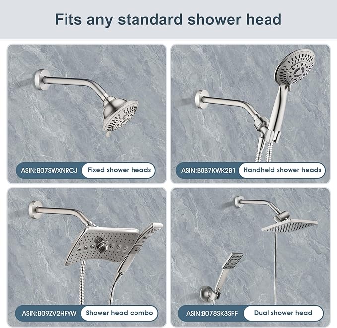 BRIGHT SHOWERS Shower Arm with Flange 10 Inches Solid Brass Shower Head Extension Arm, Wall Mounted Shower Pipe Arm for Rainfall Shower Head and Handheld Showerhead, Brushed Nickel