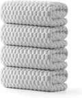 REDKISS 4 Pack Gray Microfiber Bath Towels - Extra Large Waffle Towels Set for Bathroom, Super Absorbent Towel Set of 4 Lagre, Quick Dry Bathroom Towel for Spa, Gym,Travel, Lint Free, Ultra Soft