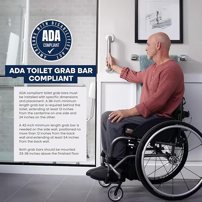 Highcraft Grab Bar for Bathtubs and Showers, Shower Grab Bars for Seniors and Elderly, Safety Bar for Bathroom 30" x 1.5" ADA Compliant Grab Bar, Heavy Duty Stainless Steel Shower Handle Wall Mount