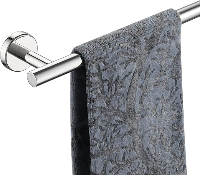 JQK Towel Bar Polished Steel, 19 Inch 304 Stainless Steel Thicken 0.8mm Towel Rack Chrome Bathroom, Towel Holder Wall Mount, Useable Length 16 Inch TB110L16-CH