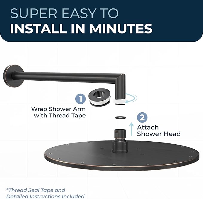 HammerHead Showers® Solid Metal 12 Inch Rainfall Shower Head, Large Rain Shower Head, 2.5 GPM High Flow Shower Head Optimized for Pressure, Wall-Mounted or Ceiling Rain Shower Head, Oil Rubbed Bronze