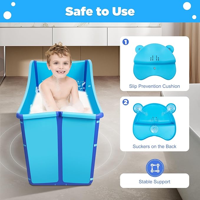 Large Size Portable Ice Bath Tub, Both at Home and On The Go for Toddler Teenager Twins Pets and Small Adults