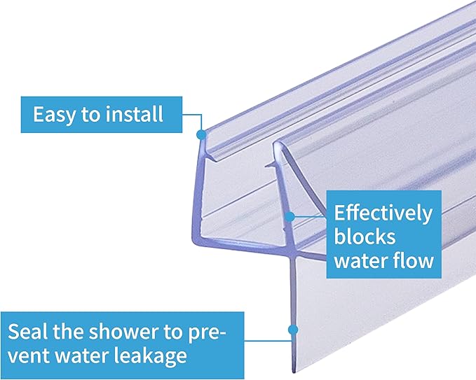 ShowerDoor Bottom Seal 2-Pack 3/8" x 36" Frameless Glass Shower Door Seal Strip Stop Leaks and Create a Water Barrier Replacement Shower Cubicle Shower Screen Seal Strip