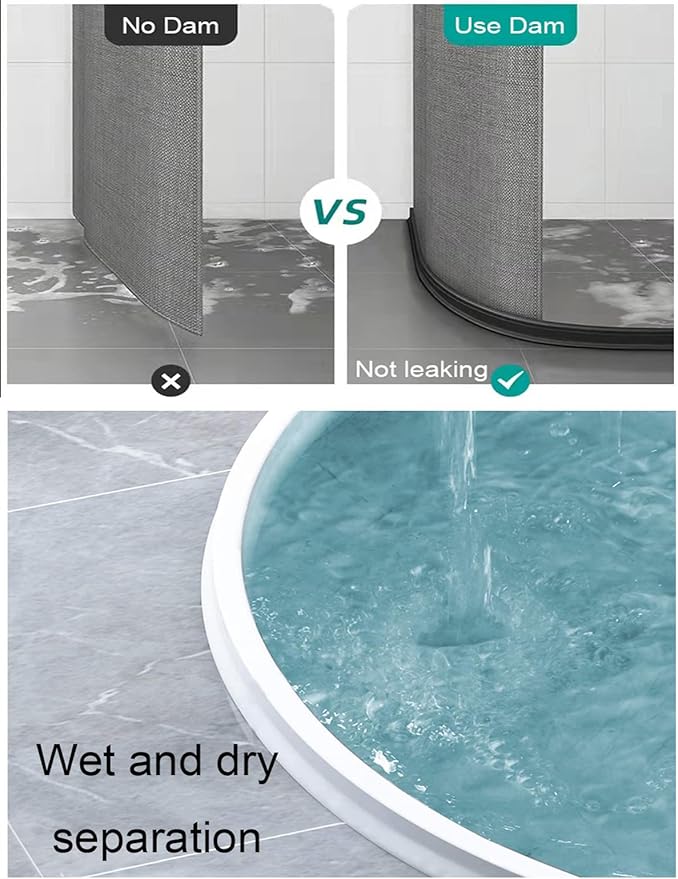 78Inch Collapsible Shower Threshold Water Dam 2" High Shower Barrier Water Stopper 2" Tall Shower Water Guard To Keep Water In Shower Dry And Wet Separation Bathroom Wheelchair Accessible