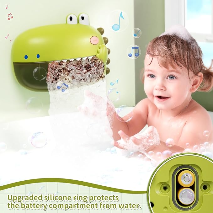 Lehoo Castle Baby Bath Toys, Bath Bubble Machine for Kids, Automatic Bubble Maker Toddler Bathtub Toy with 12 Melodies, Dinosaur Bath Toys for Boys Girls