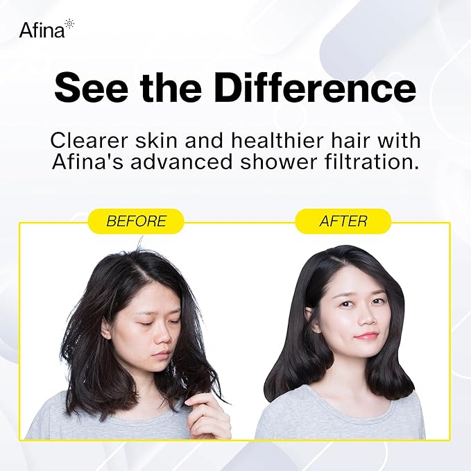 Afina Filtered Shower Head - Water Softener Showerhead with KDF-55 Filter for Hard Water - High Pressure Rain Fall Experience - Universal Fit (Chrome)