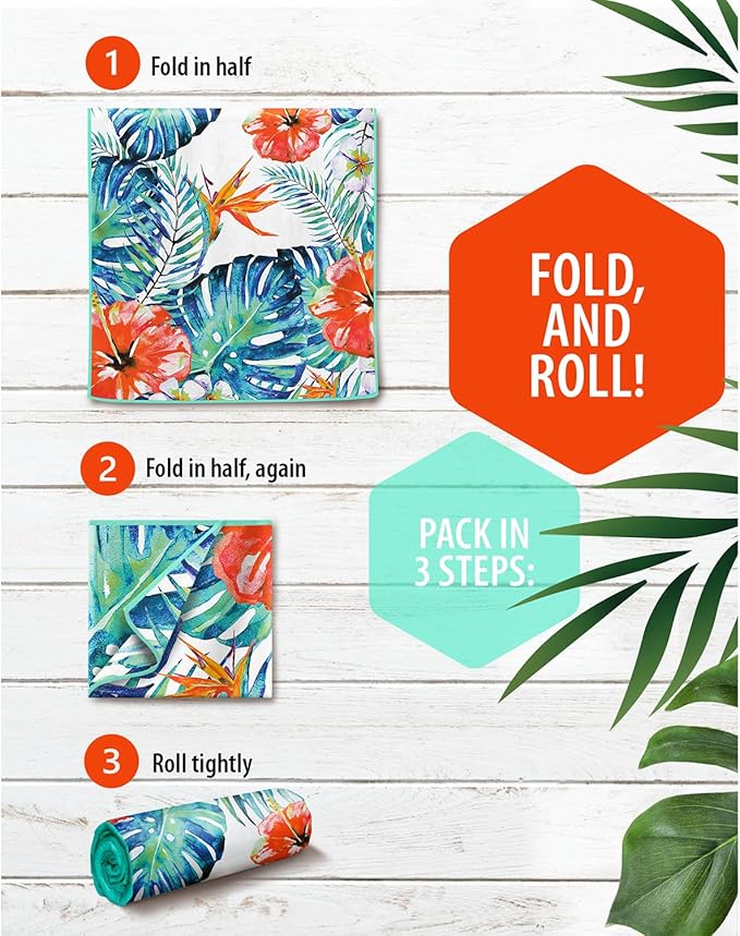 VENTURE 4TH Microfiber Beach Towel: Quick-Dry, Compact, Sand-Free, Absorbent, Sandproof and Lightweight - Perfect for Camping, Beach, and Roadtrips (Tropical Heat Design | 35x78 inches)