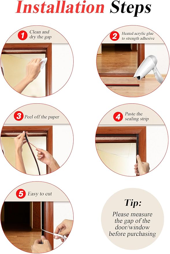 Silicone Seal - 39ft Door & Window Seal, Soundproofing, Abrasion Resistant (Black)