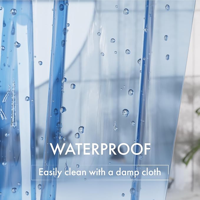 AmazerBath 72x78 Long Shower Curtain Liner, Clear Blue Plastic Shower Curtain Liners, Waterproof PEVA Shower Liner, Cute Lightweight Shower Curtains for Bathroom with 3 Magnets & Rustproof Grommets