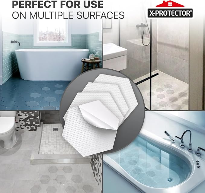 X-Protector Bathtub Non Slip Stickers - 24 PCS Pack 3.15" - Clear Anti Slip Shower Stickers - Premium Shower Adhesive Strips - Self Adhesive Bathtub Non Slip Decals - Prevent Unexpected Slipping!
