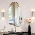FKWin Gold Medicine Cabinet Mirror, Surface Mount Bathroom Storage Cabinet with Mirror for Left or Right Opening, not Recessed, Modern Vanity Bathroom Mirror with Storage, Gold, 20x30 inch