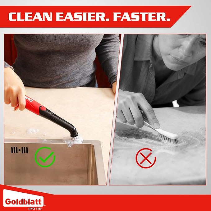 Goldblatt Electric Spin Scrubber Cordless 18-Piece Kit, Power Scrubber with Battery Indicator Light, IPX6 Waterproof, Electric Cleaning Brush for Grout, Tile, Bathroom, Kitchen Cleaning