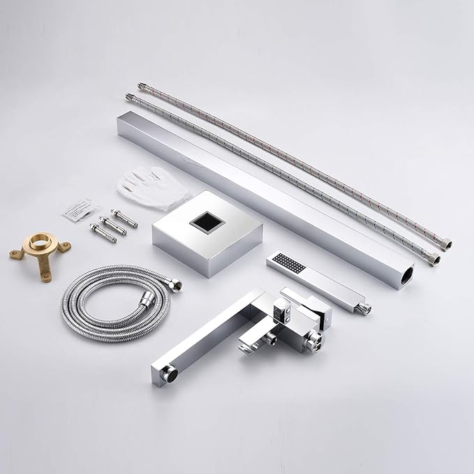 Freestanding Bathtub Faucet Tub Filler Chrome Floor Mount Bathroom Faucets Brass Single Handle with Hand Shower