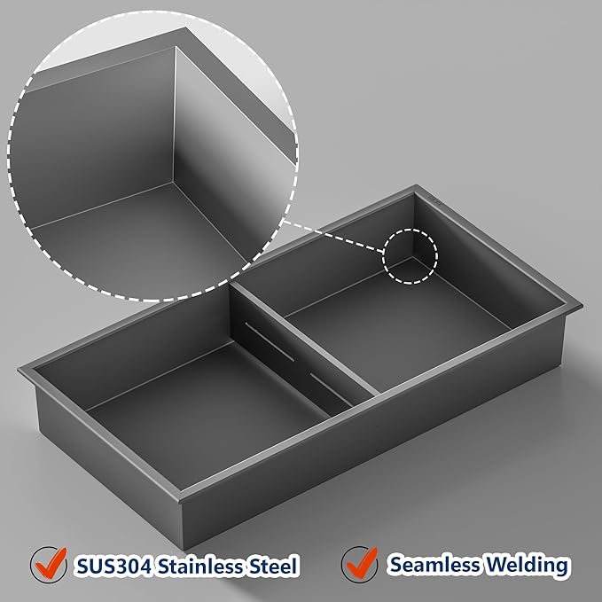 Stainless Steel Shower Niche 24" X 12", No Tile Needed Wall Niche Double Shelves, Recessed Shower Shelf for Bathroom Storage, Gun Metal