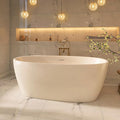 67" Acrylic Free-standing Bathtubs for Bathroom, Soaking Tub, Stand Alone Tub, UPC Certified Slotted Overflow and Pop-up Drain, Tap Deck Bathtub