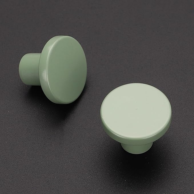Ravinte 10 Pack Cabinet Knobs Light Green Kitchen Cabinet Knobs Round Dresser Drawer Pulls Closet Door Pulls 1-1/5 Inch