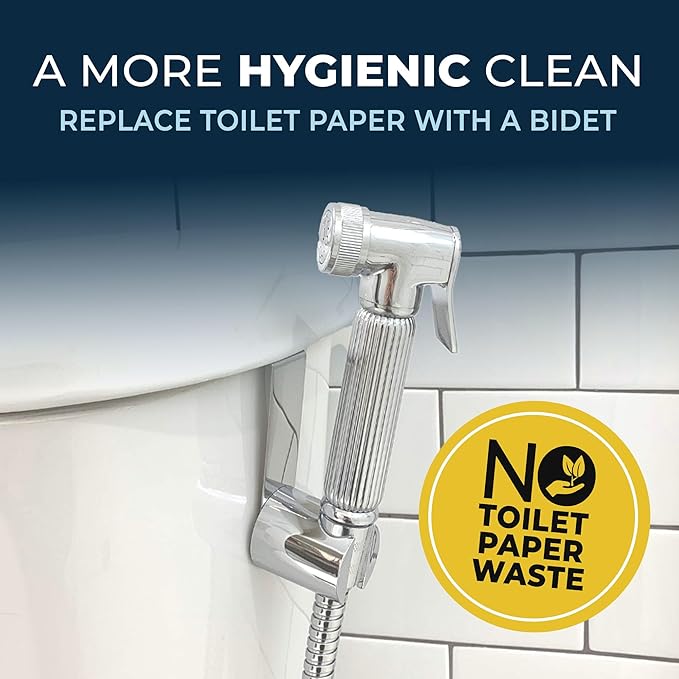 HammerHead Showers Solid Metal Handheld Bidet Sprayer for Toilet, Handheld Bidet Attachment with 59-Inch Hose and Leak-Proof T-Valve, Jet Spray for Toilet, Muslim Shower, Chrome