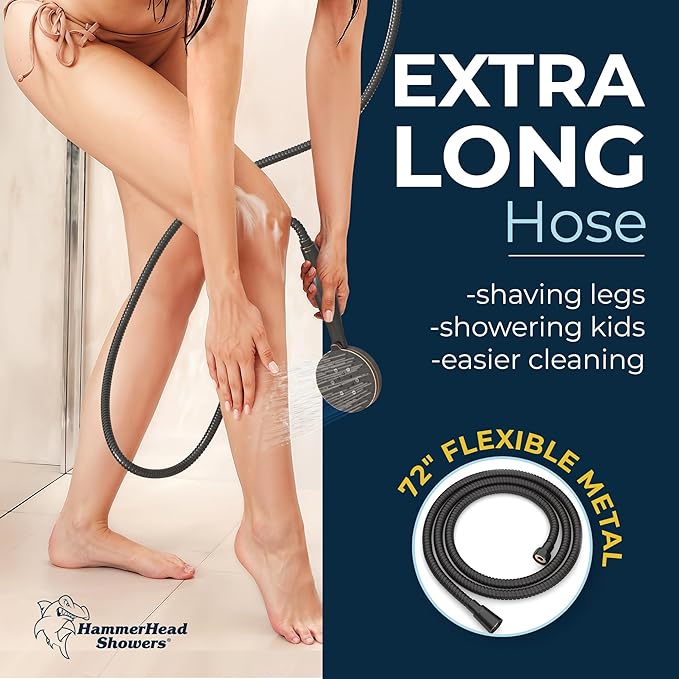 HammerHead Showers® Solid METAL 3-Spray Handheld Shower Head with Long Hose and Holder OIL RUBBED BRONZE - WIDE MASSAGE and MIST Sprays - 1.8 GPM Low Flow Handheld Showerhead -Water Saving Shower Head