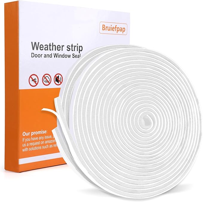 40FT Self-Adhesive Weather Stripping Seal for Door Frames and Sliding Windows, Weatherstripping for Soundproofing, Dustproof, Window Insulation for Winter, 0.35'' Wide x 0.35'' Thick, White