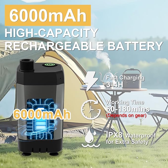 Portable Shower for Camping, Rechargeable Camping Shower Pump with LED Display & IPX8 Waterproof - High Pressure Electric Outdoor Shower for Hiking, Car Wash, Pet Bath, RV, Boat