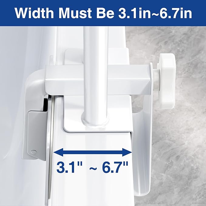 Adjustable Bathtub Safety Rail: Shower Grab Bar Handle for Seniors, Elderly, Disabled, Fits 3.1 to 6.7 Inch Tub Walls, Bathroom Safety Bars with Non-Slip Grip, Supports 300 lbs