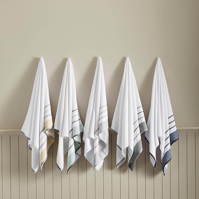Great Bay Home Decorative Bath Towel Set - Luxury Cotton 4 Pack 54x27 Bath Towel Set - Luxurious, Ultra-Soft, Durable Towels for Bathroom Decor (Eucalyptus/Grey)